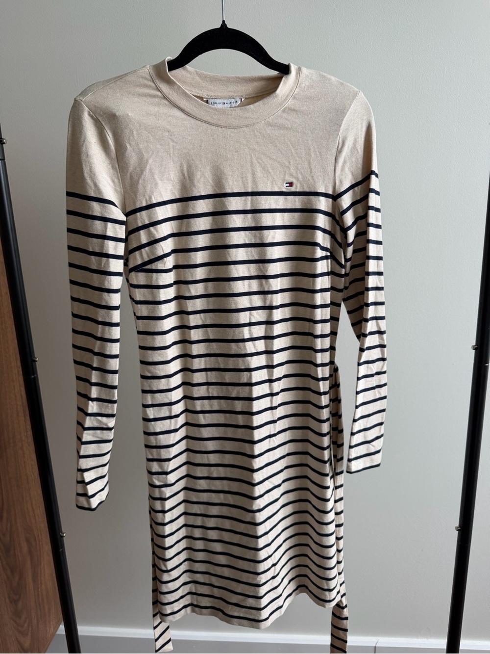 Tommy Hilfiger Navy & Beige Striped Oversized T-Shirt Dress Size XS